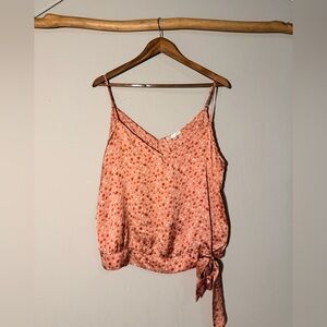 Nine Britton Pink Satin Polka Dot Cami Tie Waist Top Size L